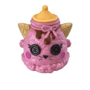 Pink Ice Cream Kitty Figurine with Yellow Drip Hat